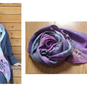 Шарф-полумесяц "Рассвет над рекой"