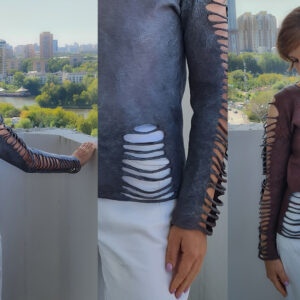 Свитшот с элементами из жгутов