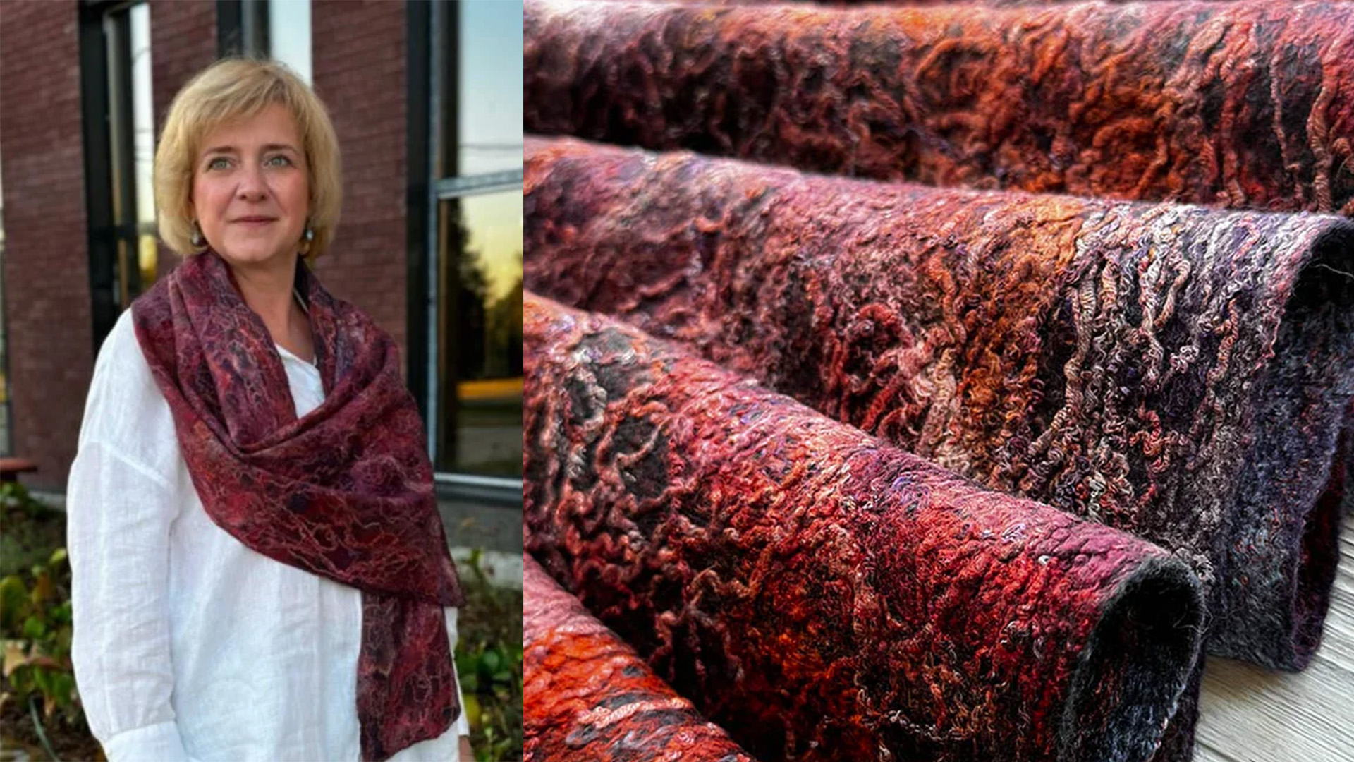 Татьяна Сухопарова. Шарфы-палантины «Арт-микс» с волокнами и пряжей